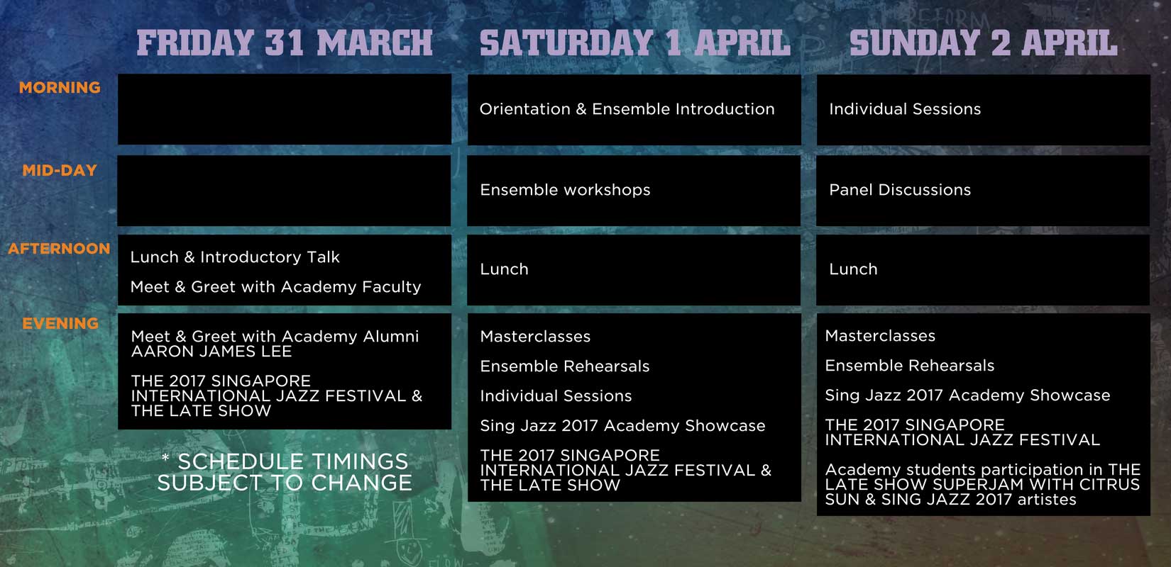 SINGJAZZ ACADEMY - SCHEDULE